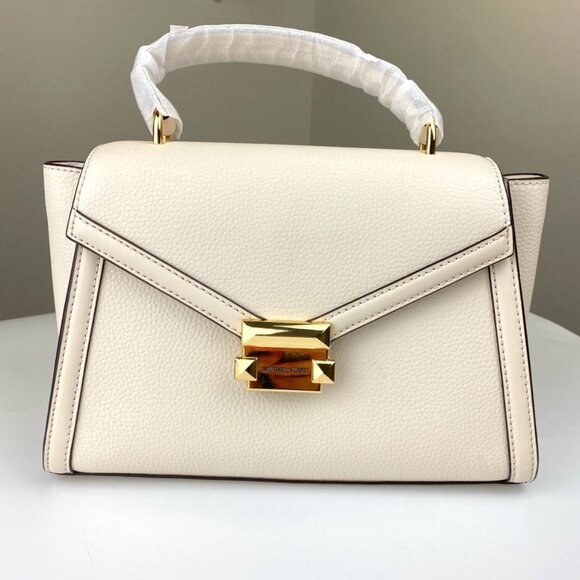 Michael Kors Handbags - Michael Kors 35R4GWHS2L Whitney Medium Leather Flap Top Handle Satchel in Cream